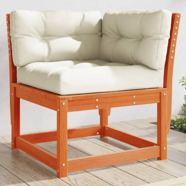 vidaXL Garten-Ecksofa mit Kissen Wachsbraun Massivholz Kiefer 844686