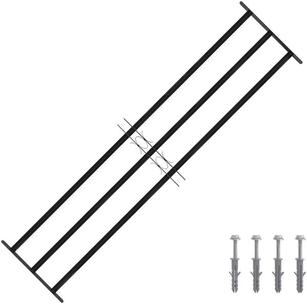 vidaXL Fenstergitter 174 x 45 cm Pulverbeschichteter Stahl Schwarz 42020563