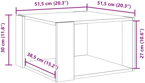 vidaXL Couchtisch Sonoma-Eiche 51,5x51,5x30 cm Holzwerkstoff 848138 Bild 8