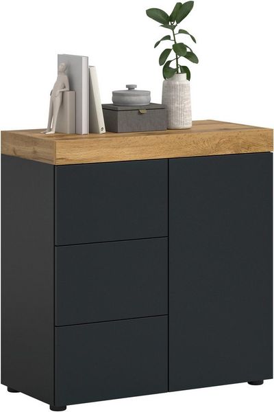 OTTO home Kommode MAMBO, Breite 77cm, 1 Tür, 3 Schubkästen, push-2-open (1 St, 2 farbige Ausführung, in verschiedenen Farben erhältlich), Kommode, Anrichte, Wohnzimmer, Schlafzimmer