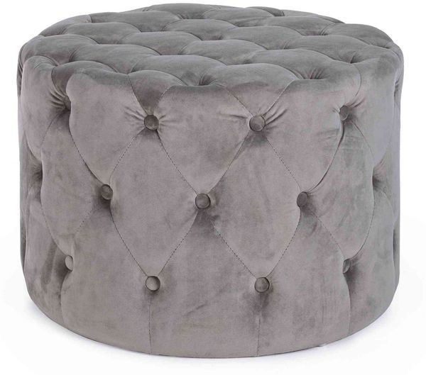 Pouf Lorella in Samt-Optik, Grau, 60 x 60 x 42 cm