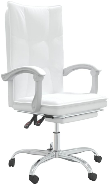 vidaXL Bürostuhl mit Liegefunktion Weiß Kunstleder, Drehbar [349758]