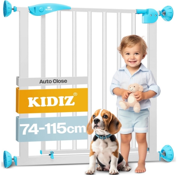 Kidiz® Türschutzgitter ✓ Absperrgitter ✓ Treppengitter ✓ Kindergitter | Gitter Haustier | 81 - 94 cm, Weiß