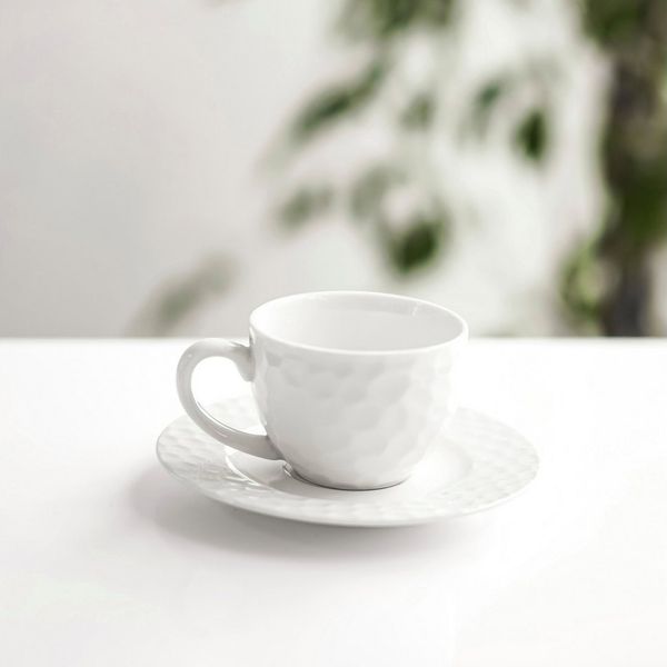 12-teiliges Mokkatassen-Set mit strukturiertem Design - 100 ml, aus Porzellan