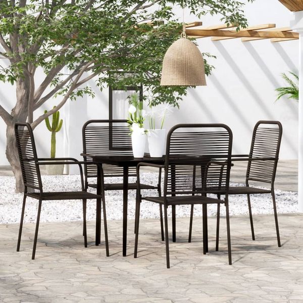 vidaXL 5-tlg. Garten-Essgruppe Schwarz 3099144