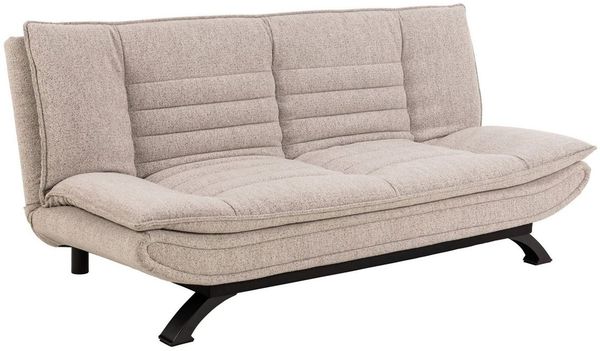AC Design Furniture Jasper Schlafsofa in Beige, mit 3 Liegepositionen, Moderner 3-Sitzer ohne Armlehne, Gepolstertes Sofa mit Bouclé-Bezug und Schwarzen Beinen, B: 196 x H: 91 x T: 98 cm