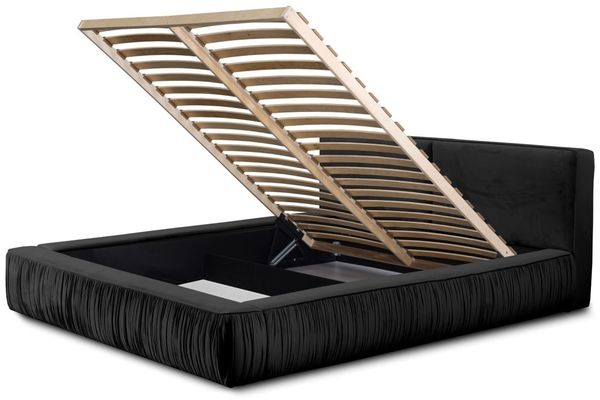 Polsterbett Doppelbett LEXIE 160x200cm Komplettset in Stoff Riviera Schwarz Bild 2