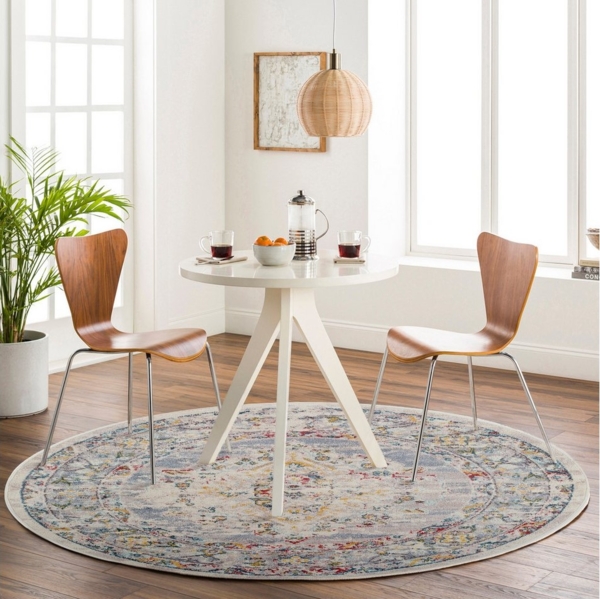 Livabliss Teppich CASABLANCA, rund, Höhe: 13 mm, Vintage Orientteppich, Kurzflor Boho Wohnzimmerteppich, Läufer