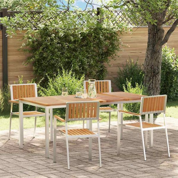 vidaXL Outdoortisch-Set 5 pcs Massives Teakholz und Edelstahl 3334801