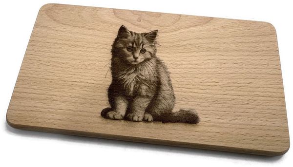 eXODA Frühstücksbrett Frühstücksbrettchen Katze Motiv aus Buchenholz 22 x 12 x 1 cm, Holz, (1-St)