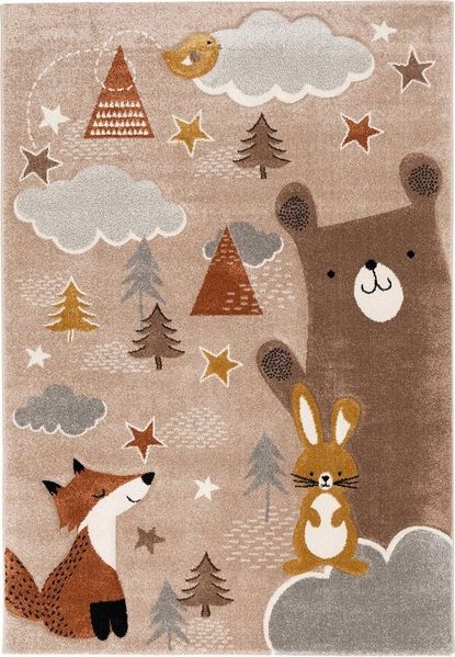 Pergamon Kinderteppich Kinder Teppich Maui Kids Fuchs und Bär, Rechteckig, Höhe: 13 mm