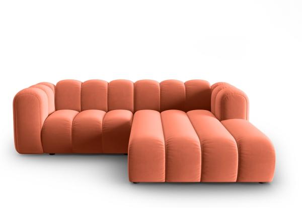 Micadoni Modulares Ecksofa Lupine 3-Sitzer Rechts Samtstoff Salvador Koralle