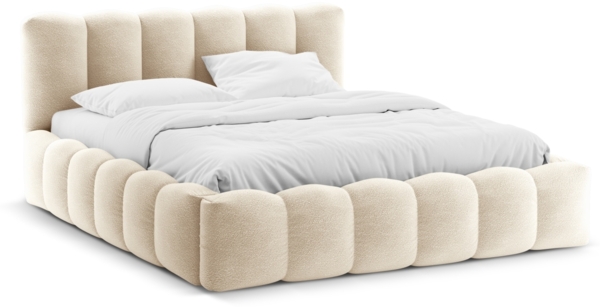 Micadoni Stauraumbett mit Kopfteil Lupine Boucle Baloo Beige 140x200