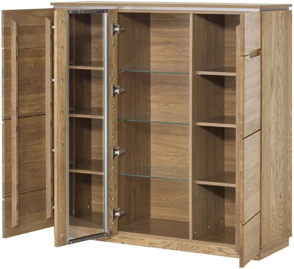 99rooms Marengo II Highboard Massivholz Eiche Rustikal mit LED-Beleuchtung