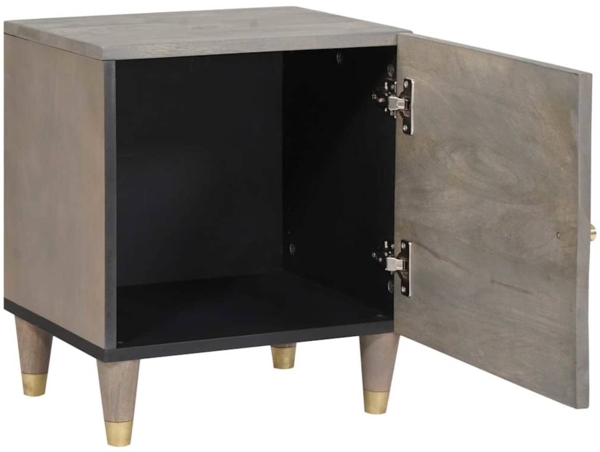 vidaXL Nachttisch mit Tür Grau 40 x 33 x 46 cm Massivholz Mango 4018768