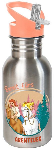 Geda Labels GmbH Trinkflasche Bibi & Tina Abenteuer, Apricot, 500ml, ausklappbarer Trinkhalm