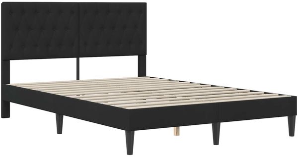 vidaXL Bettgestell mit Matratze mit Kopfteil Schwarz 140 x 190 cm Samt 3415052 Bild 4