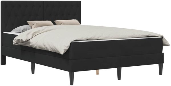 vidaXL Bettgestell mit Matratze mit Kopfteil Schwarz 140 x 190 cm Samt 3415052 Bild 2