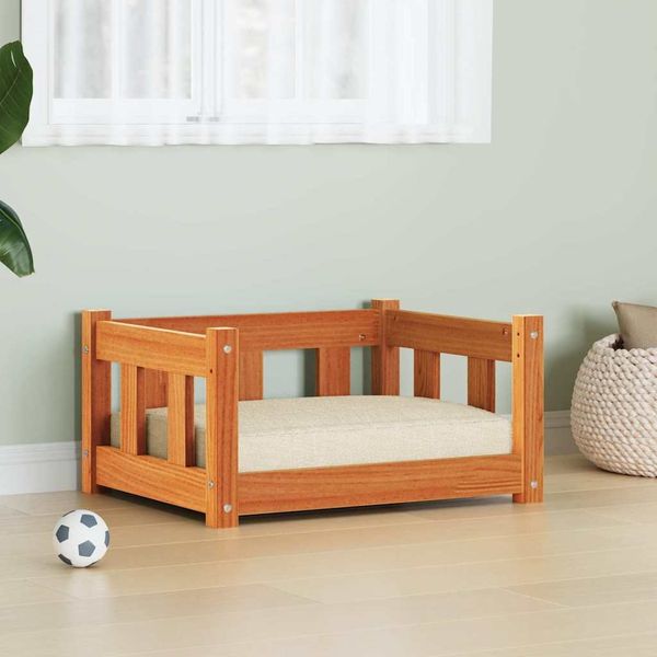 vidaXL Hundebett Wachsbraun 55 x 45 x 28 cm Massives Kiefernholz 867652