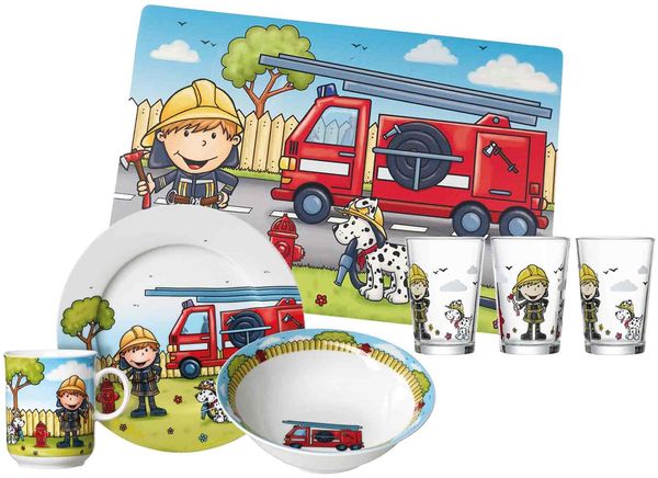 Ritzenhoff & Breker FEUERWEHRMANN BERNIE Geschirr-Set mit Kinderbecher 7-teilig