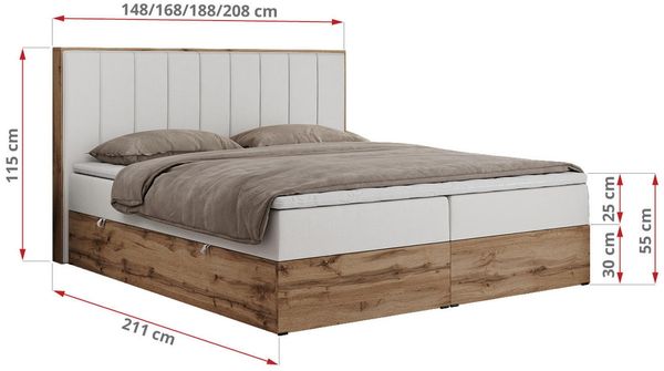 Boxspringbett, Schlafzimmerbett, Bettkasten - BELLISSIMO - 140 x 200 cm - Weiß Kunstleder - H3 Bild 5