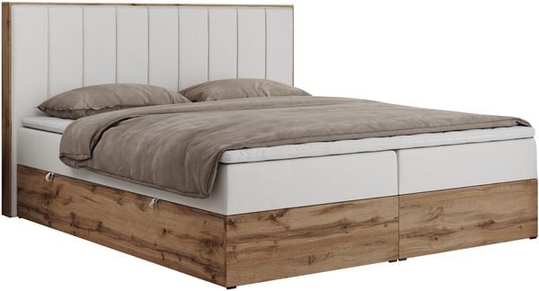Boxspringbett, Schlafzimmerbett, Bettkasten - BELLISSIMO - 140 x 200 cm - Weiß Kunstleder - H3 Bild 4