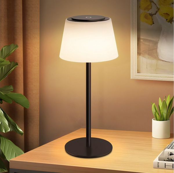 ZMH LED Tischleuchte Touch-Dimmer Tischlampen Modern 3600mhA Akku kabellos für Wohnzimmer, Augenschutz, Einfache Installtion, LED fest integriert, 3000-5000K, Kabellos Nachttischlampe mit USB Aufladbar
