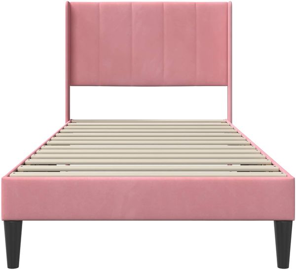 vidaXL Bettrahmen mit Kopfteil Rosa 90 x 190 cm Samt 42027476 Bild 4