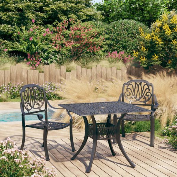 vidaXL 3-tlg. Bistro-Set Aluminiumguss Schwarz 3070578