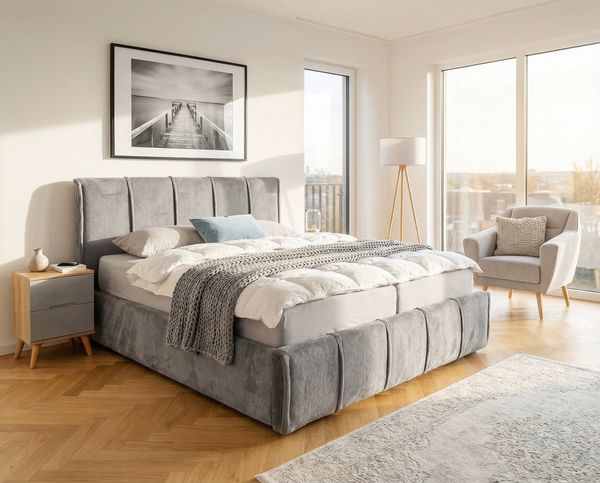 OTTO home Polsterbett EVELLINA in der Größe 180x200 cm, mit flauschigem Stoff bezogen, wahlweise mit Lattenrost und King-Matratze (28cm)