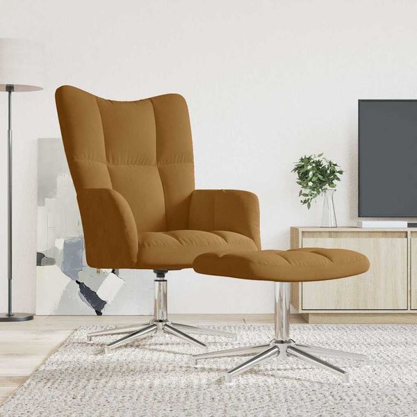 vidaXL Relaxsessel mit Hocker Braun Samt [328136]