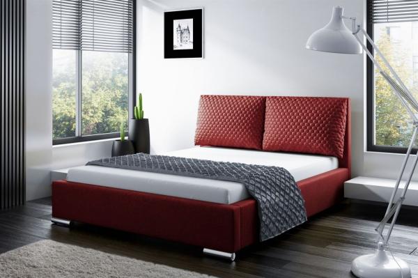 Polsterbett Doppelbett GALENO 180x200 cm Komplettset in Stoff Rot