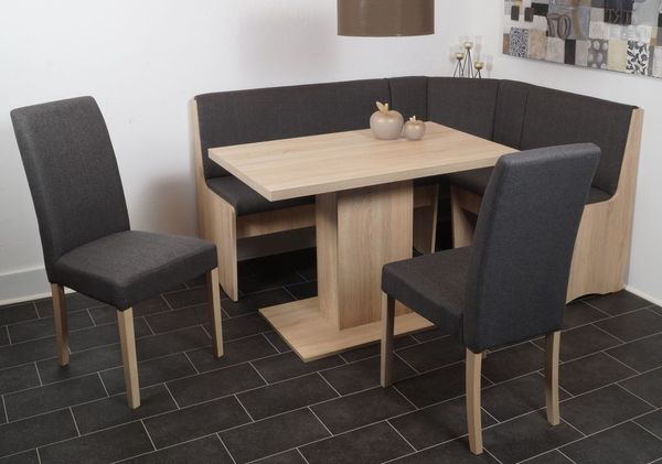 Eckbank Eckbankgruppe DUISBURG mit Säulentisch Sonoma Eiche