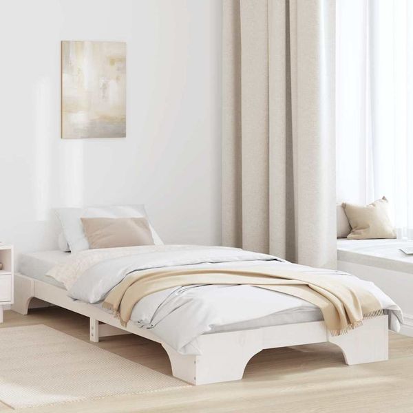 vidaXL Bettrahmen Weiß 75 x 190 cm Massives Kiefernholz 872888