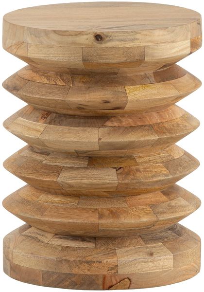 Beistelltisch Mango Massivholz Natur 35x35x45cm Rund Modern Hellbraun Bild 6