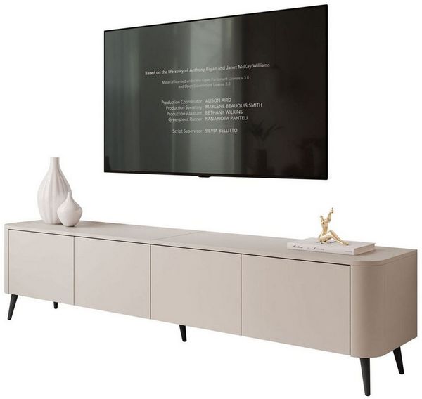 Lookway TV-Schrank CELESTE PUSH OPEN mit Beleuchtung auf Füßen (mit LED Beleuchtung) Breite: 200 cm