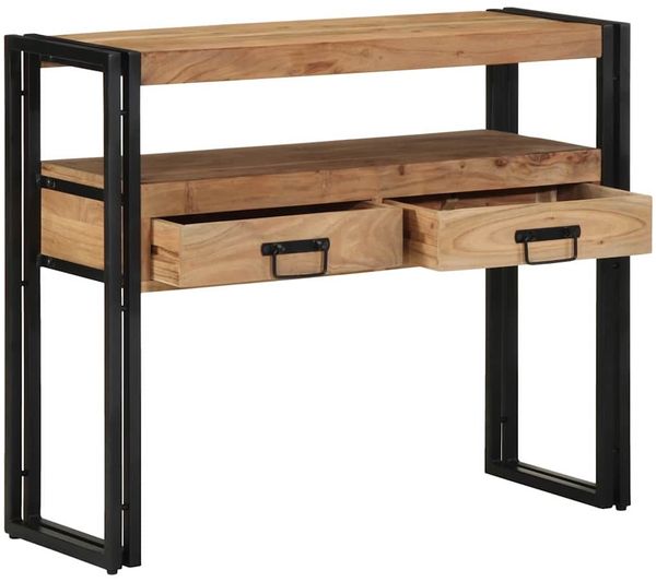 Konsolentisch, Beistelltisch, Konsole mit Regal Braun 90 x 33 x 75 cm Massivholz Akazie