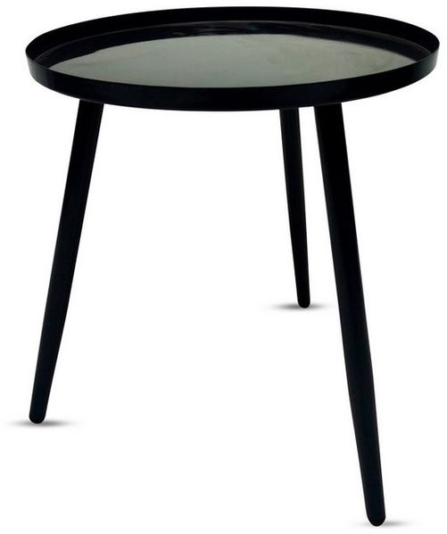 KHG Beistelltisch Garten-Beistelltisch Schwarz aus Stahl (runder Couchtisch mit Schüttrand 6 kg belastbar, wetterfest UV-beständig, 40 x 45 x 40 cm), mit Schüttrand