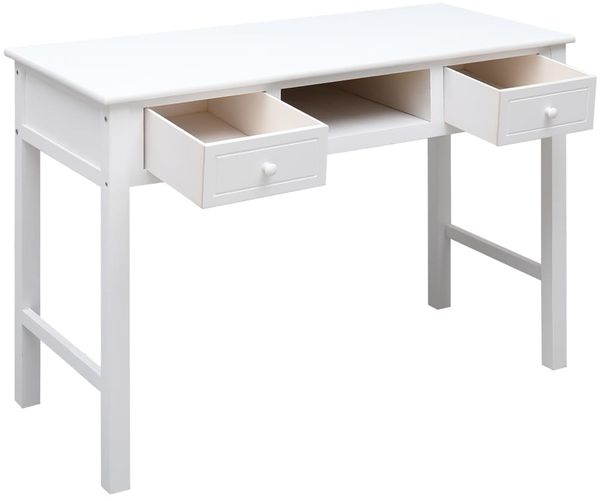 vidaXL Schreibtisch Weiß 108x45x76 cm Massivholz Paulownia 338537 Bild 3