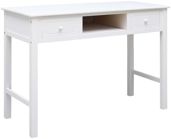 vidaXL Schreibtisch Weiß 108x45x76 cm Massivholz Paulownia 338537 Bild 2