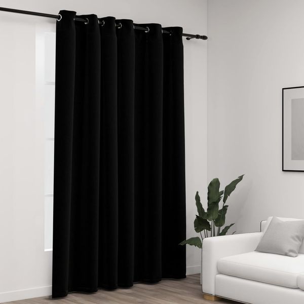 vidaXL Verdunkelungsvorhang mit Ösen Leinenoptik Schwarz 290x245 cm 321155