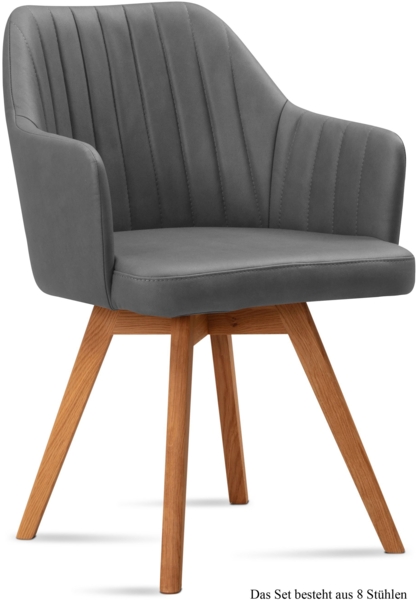 Armlehnstuhl (8er-Set) Domna 58x81x60 Eiche geölt/Grau