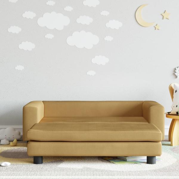 vidaXL Kindersofa mit Hocker Braun 100x50x30 cm Samt 3196412