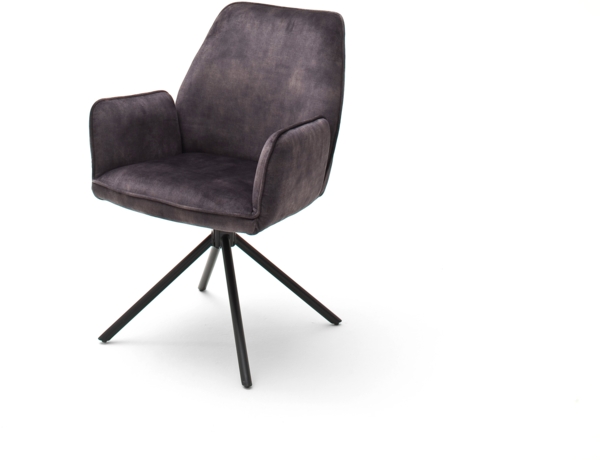 OTTAWA 4-Fuß Stuhl - 2er Set - Anthrazit / Mit Armlehnen / 180° drehbar