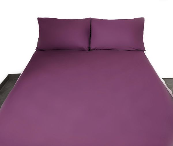 Einfarbige Bettwäschen-Sets für Einzel- und Doppelbetten, 100% Baumwolle Lila 240x220 cm Bild 3
