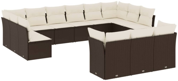 vidaXL 13-tlg. Garten-Sofagarnitur mit Kissen Braun Poly Rattan 3250292