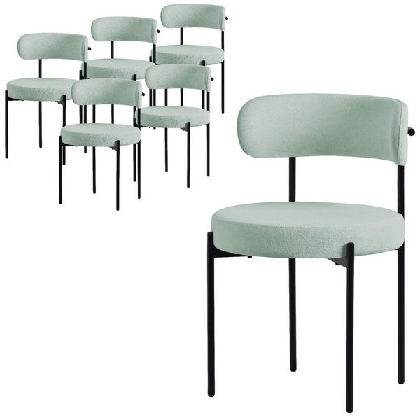 ML-DESIGN Polsterstuhl Esszimmerstühle Gruppe Küchenstuhl aus Teddystoff mit Metallbeinen (6 St), Clubstuhl 6er Set Wohnzimmerstuhl Grün moderne Design Lounge Stuhl