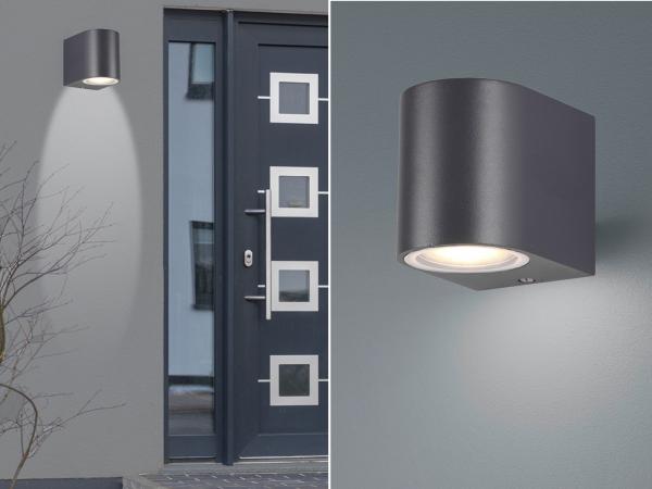 Kleine Außenwandleuchte AVA in Anthrazit, Höhe 8cm