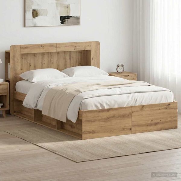vidaXL Bettgestell mit Stauraum Artisan-Eiche 140 x 190 cm 3433486