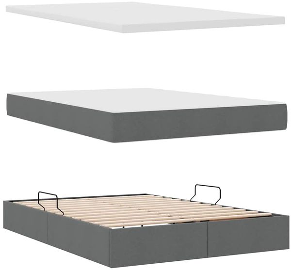 vidaXL LED-Speicherbett mit Matratze Dunkelgrau 140 x 200 cm Stoff 3372484 Bild 9
